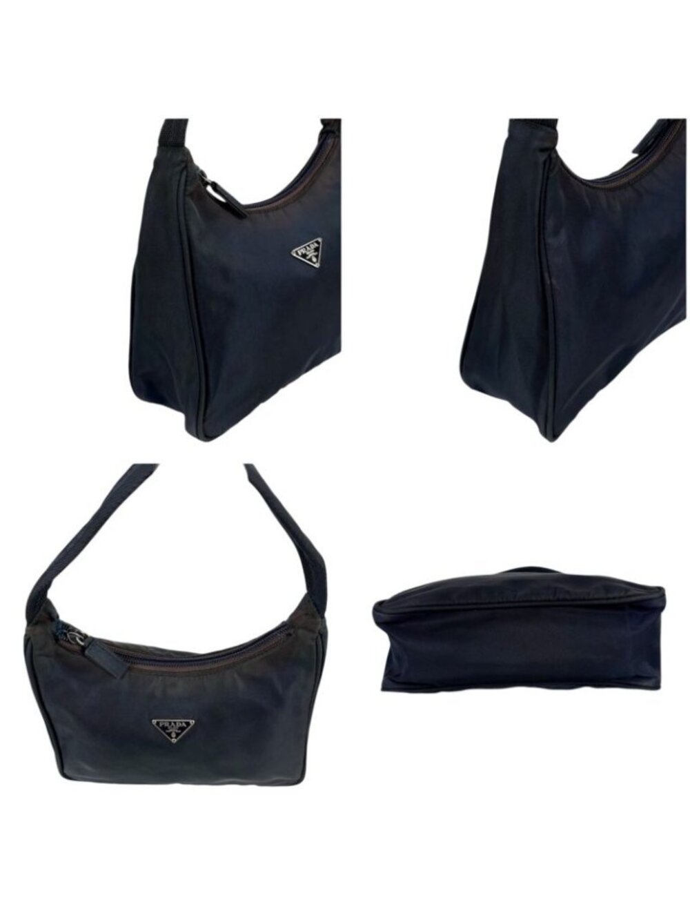 Prada Triangle Logo Pouch Mini Handbag Tessuto Nylon Navy Blue - Picture 3 of 10
